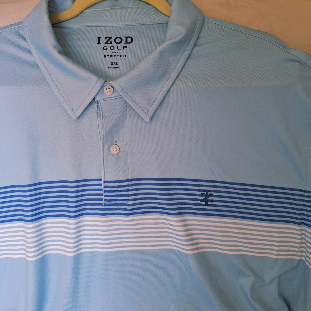 IZOD Men's XXL Golf Polo Blue Stretch‎ Shirt